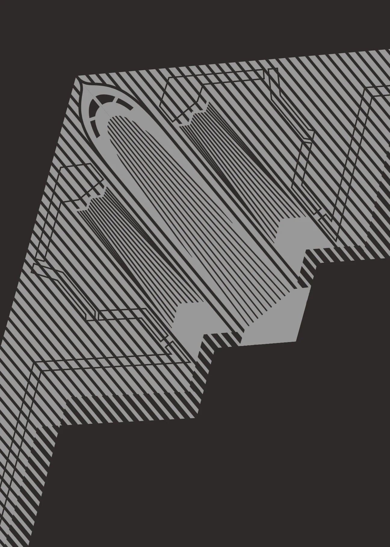 Minimalist artwork of the B-2 Spirit, featuring bold graphic lines and Morse code typography. Available in metallic silver ink or gloss varnish for a stealth effect on black Plike paper, displayed unframed in a modern home office setting.