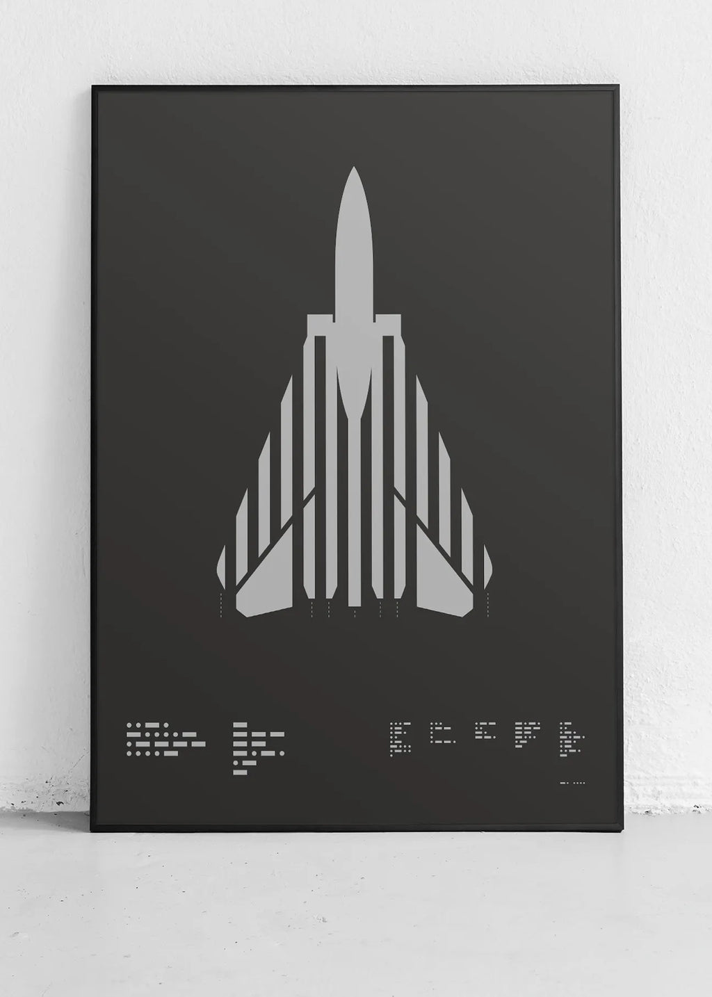 Minimalist F-14 Tomcat artwork featuring bold graphic lines, perfect for aviation enthusiasts and modern art collectors. This stylish illustration captures the iconic silhouette of the jet in a contemporary design.
