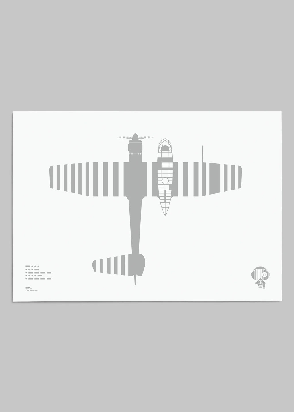 Digital foil aircraft print of the Blohm & Voss BV 141 reconnaissance aircraft, rendered in matt silver foil on white digital paper, with bold asymmetrical lines. Frame not included.